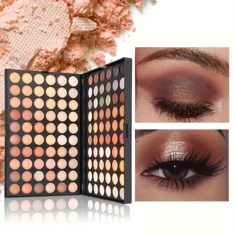 120-Farben-Lidschatten-wasserfeste Make-up-Palette, Erdtöne, mehrfarbig, perlglitzernde matte Oberflächen, für Musikfestivals und den Alltag