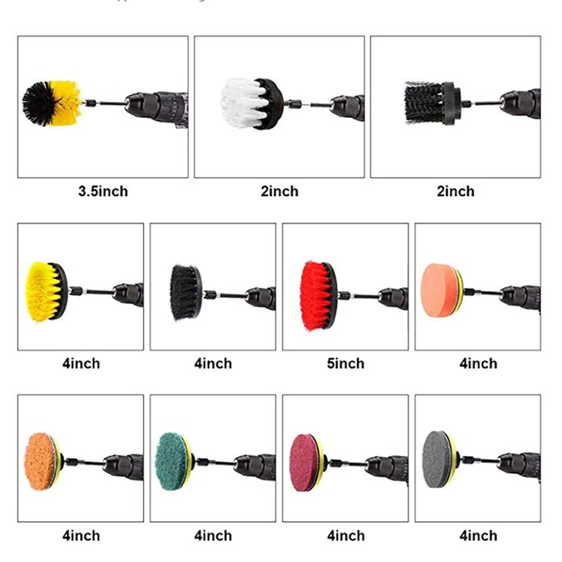 25 Pcs Drill Brush Attachments Set,Power Scrubber Brush With Extend Long Attachment All Purpose Clean For Car, Kitchen