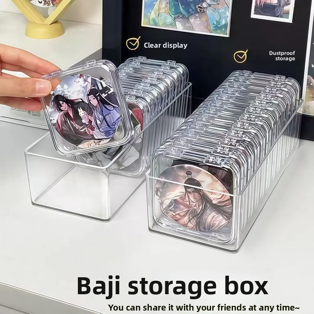 

Transparent Acrylic Square Badge Storage Box Sealed Dustproof Display Case Organizer for Anime Pins Collectibles Best Gift Girl