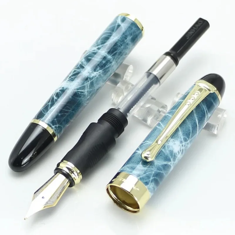 JINHAO X450 Fountain Pen 18KGP Broad Nib Blue and Black Fog Pattern 22 Styles Stationery School&Office Supplies Writing Pens