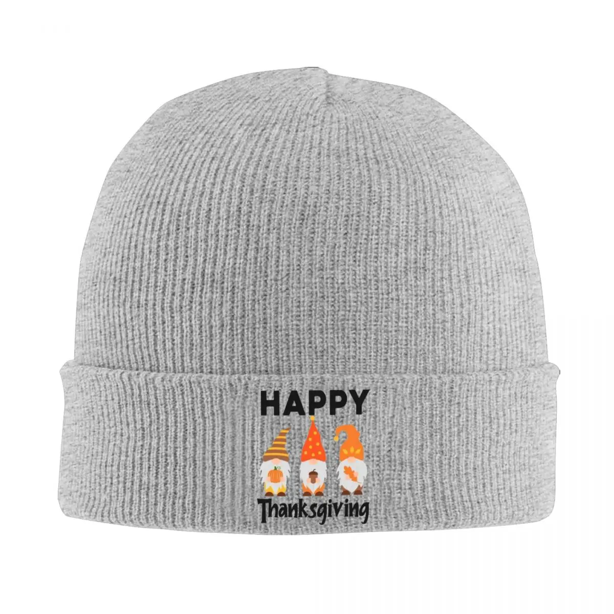 Happy Thanksgiving Beanie Hats Three Gnomes Bonnet Hats Men Women Unisex Casual Kpop Knit Hat Autumn Design Thermal Elastic Caps