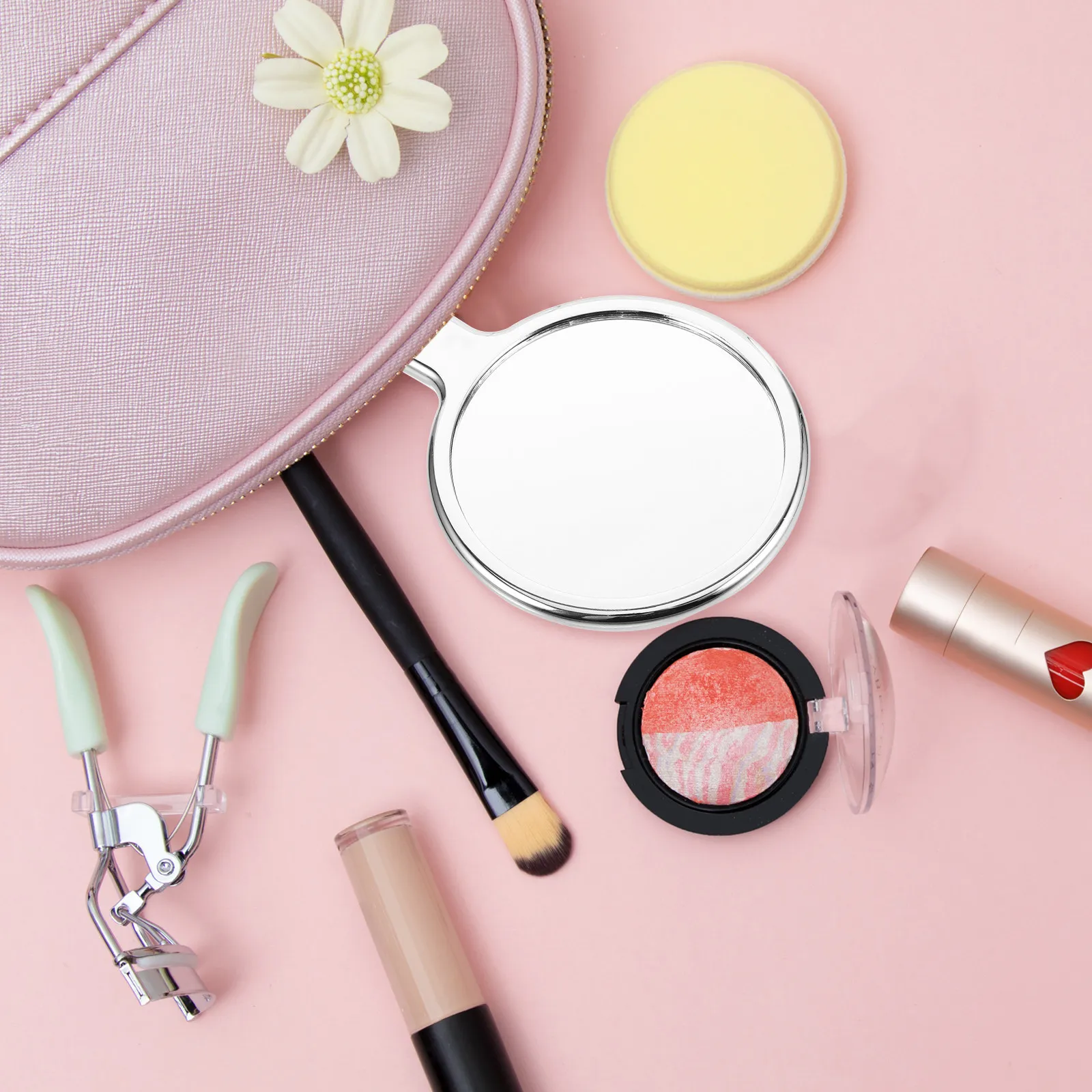 

Electroplated Makeup Mirror Lightweight Small Portable Handheld Compact Mirror Perfect for Makeup Travel Beauty Looking-Glass