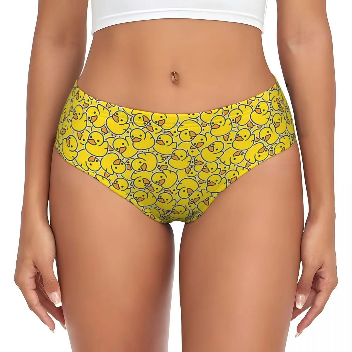 Custom Yellow Classic Rubber Duck Panties Briefs Women's Comfort Briefs Underwear Breathable Female Underpants