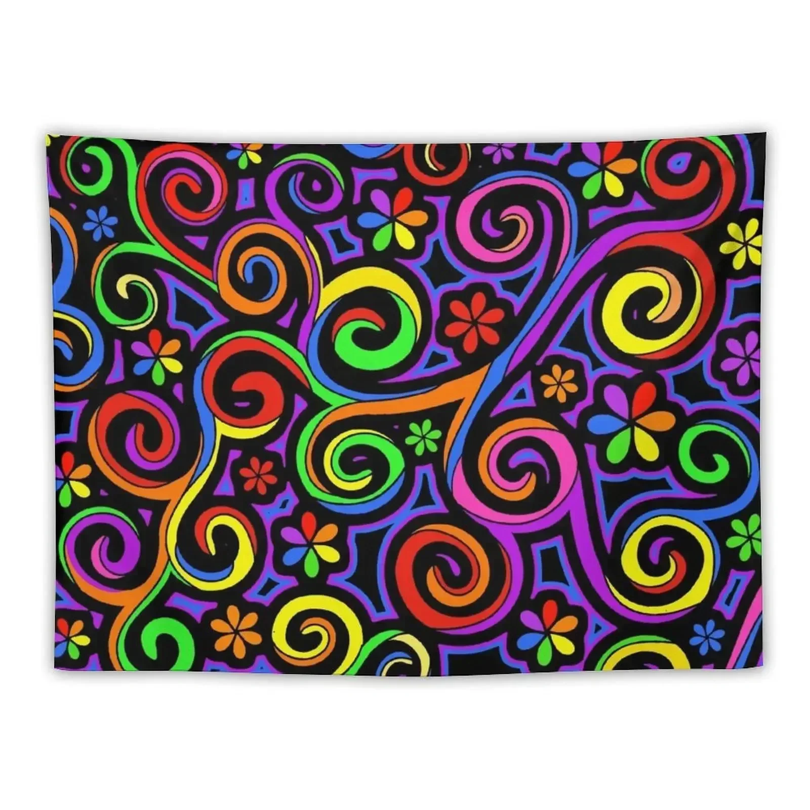 

Rainbow Colors Abstract Swirls Hippy Art Tapestry Wall Deco Room Design House Decorations Decor For Bedroom Tapestry