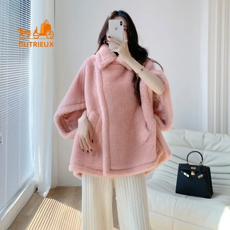 Top Quality Teddy Coat for Women, 80%Wool 20%Alpaca Coat, Winter Short Teddy Cape Women Coat and Jacket, Real Fur Coat for Women