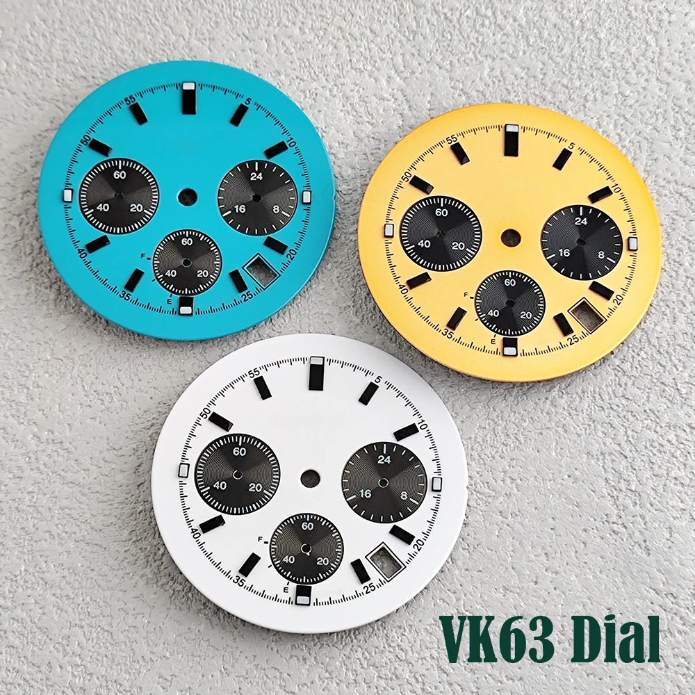 قرص VK63 قرص ساعة 32.6 ملم قرص أخضر مضيء مناسب لملحقات ساعة الحركة VK63 أدوات إصلاح الساعة