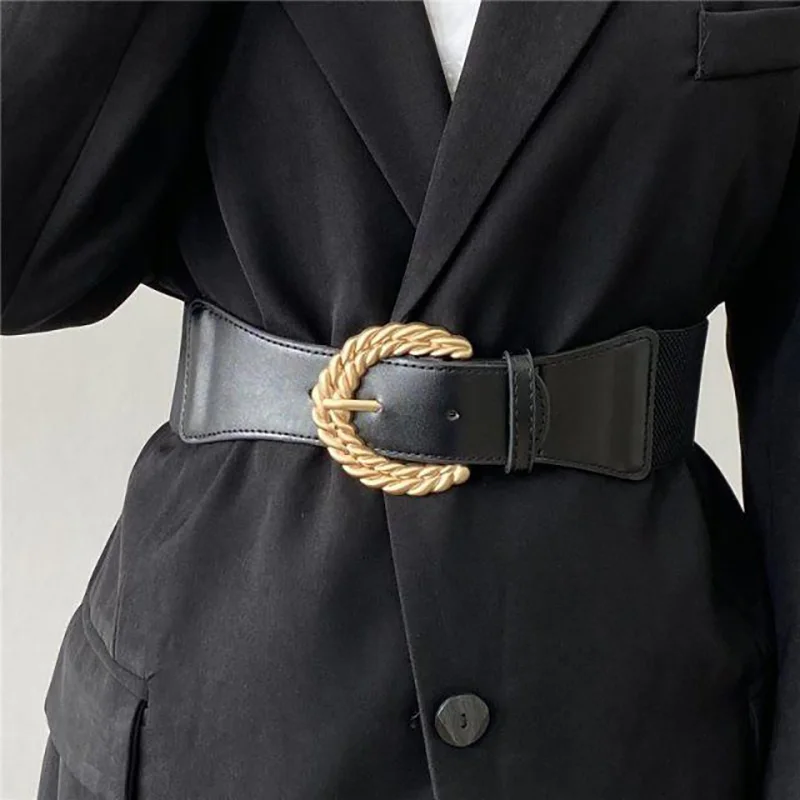 Fashion Elastic Corset Belt For Women Luxury Brand Designer Metal Buckle Waist Strap Female Dress Skirt Coat Decorative Girdle