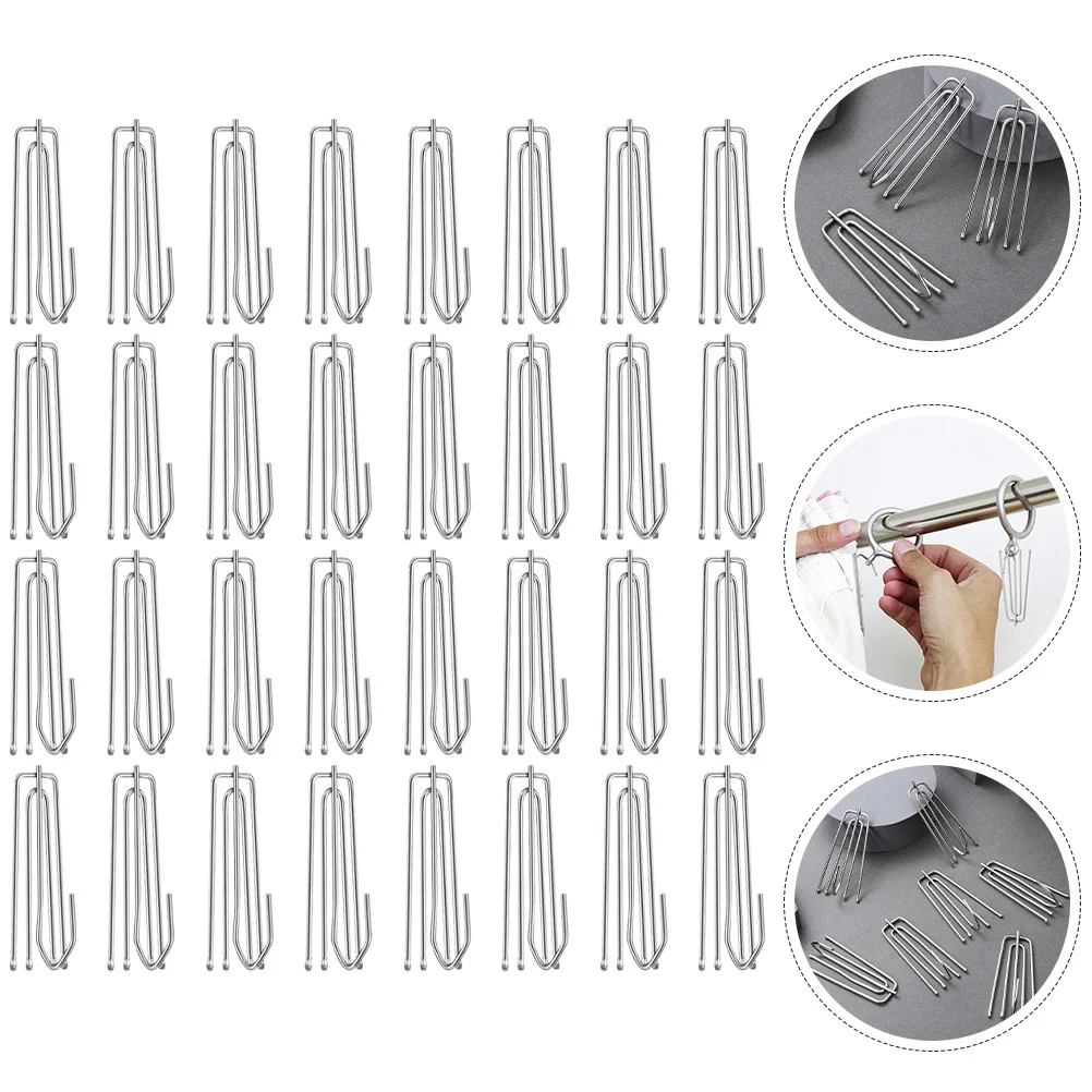 

50Pcs Pinch Pleated Hooks Stainless Steel Drapery Replacement Clips for Pleated Drapes Curtain Pleater Tape Easy Install