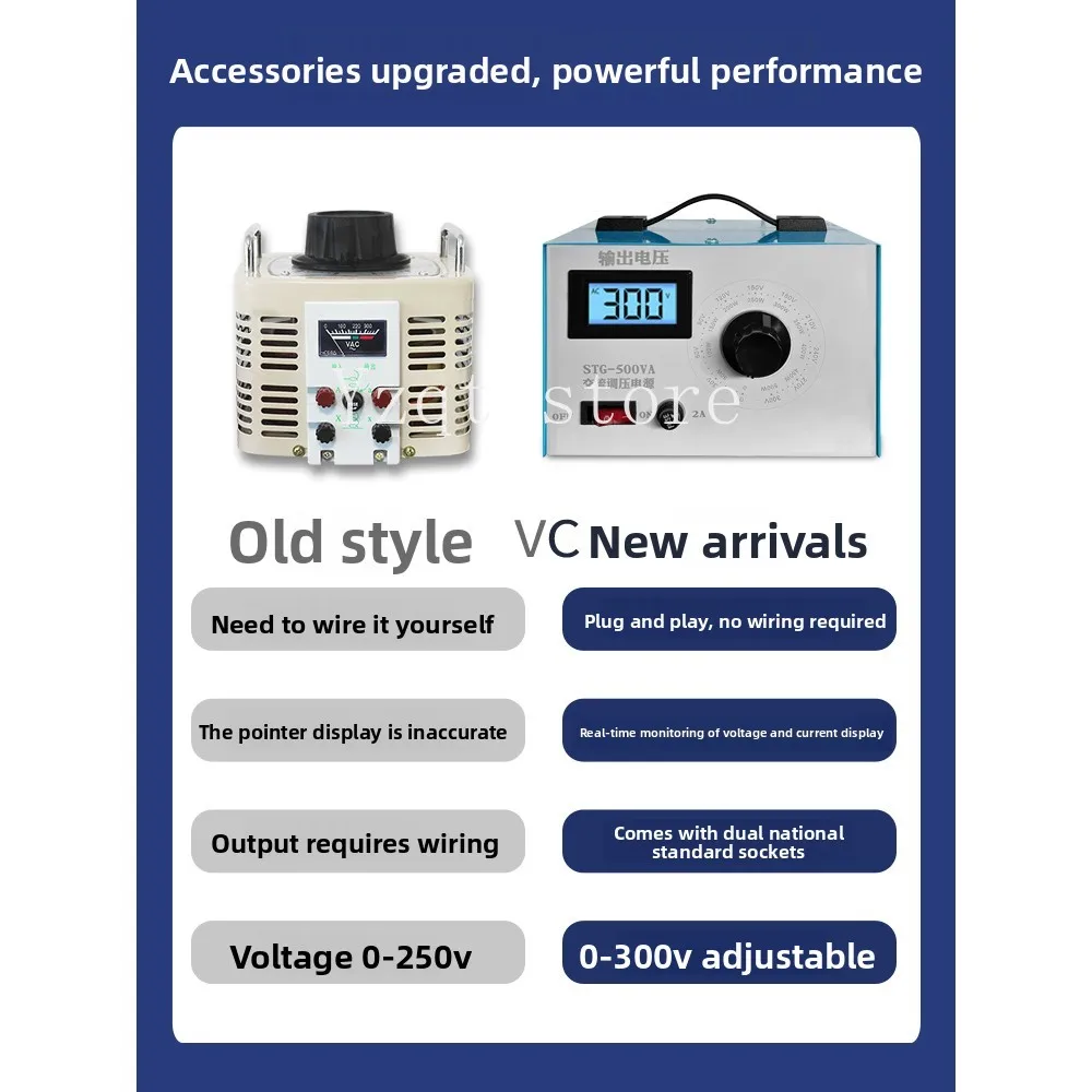 Single-phase voltage regulator 220v household AC contact type 0-300v adjustable voltage regulator isolated DC transformer STG