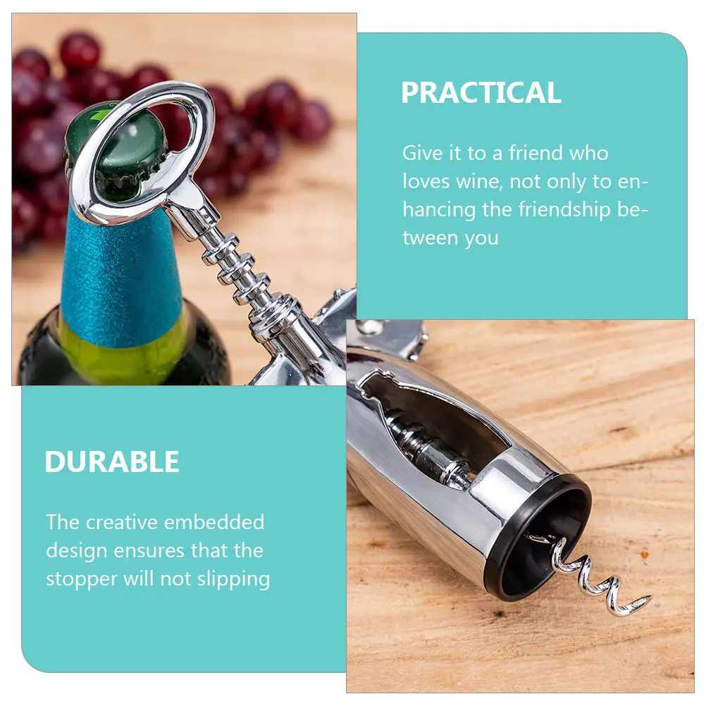 Zinc Alloy Wine Cork Opener Red Wine Bottle Opener Embedded Design Stopper Won't Slip Perfect for Tastings and Social Events