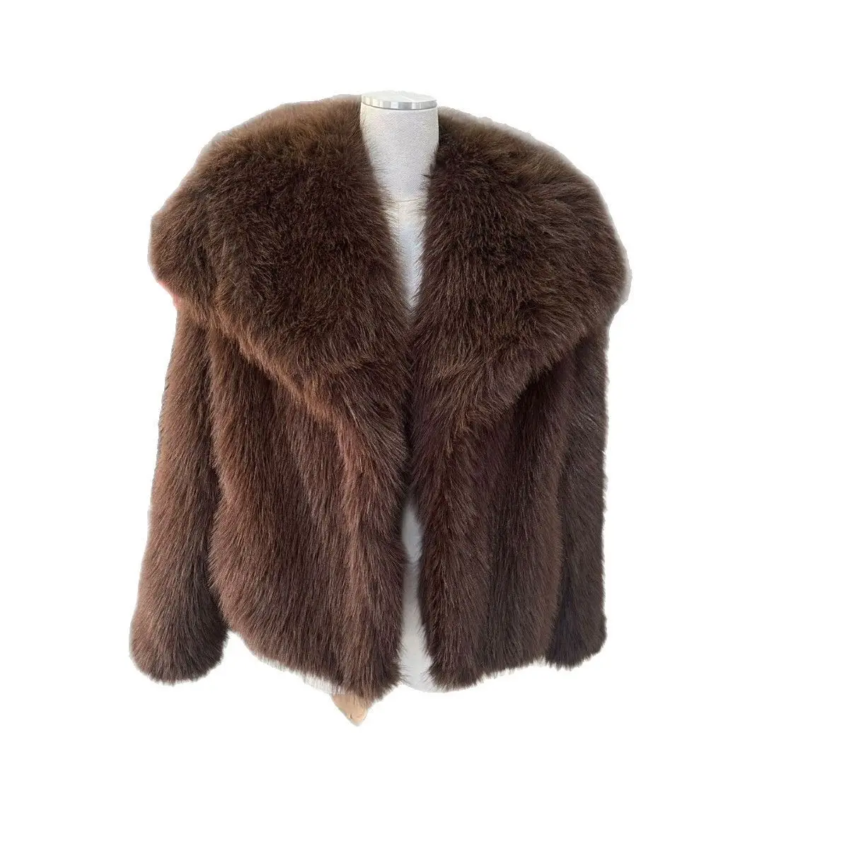 Winter Fur Coat Mink Fur Wide Collar Women's Top Large Size Loose Short Style European Fashion Waist Shaping Long Sleeve