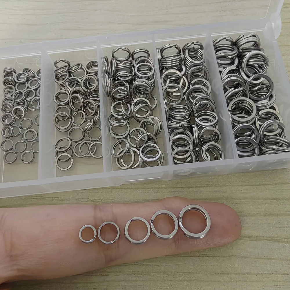 250 stücke Angeln Split Ringe Edelstahl Heavy Duty Salzwasser Köder Haken Angeln Stecker (Angeln Zangen Optional) – Detail 1