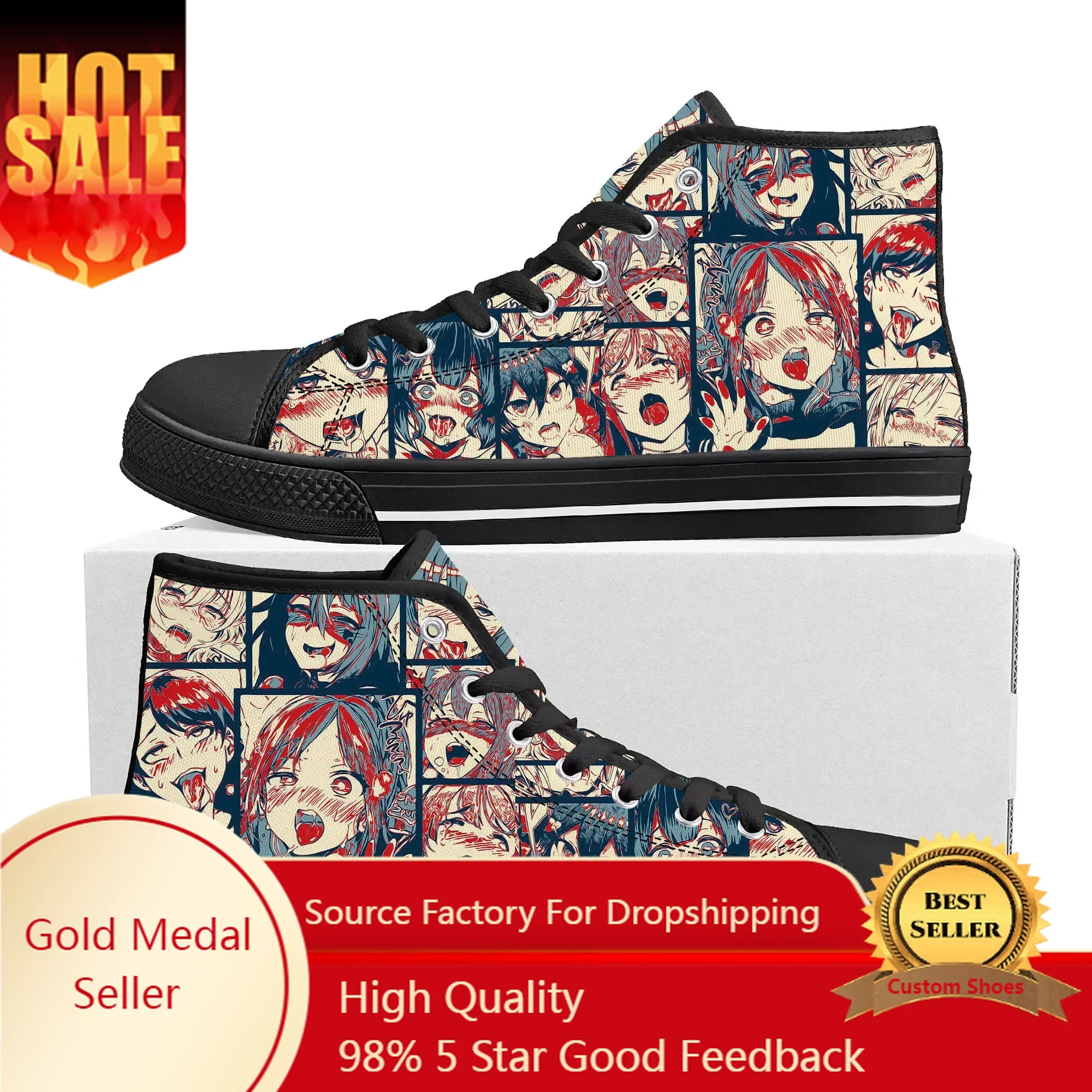 

Cartoon A-Ahegaos High Top Sneakers Mens Womens Teenager Canvas High Quality Sneaker Casual Custom Made Shoes Customize DIY Shoe