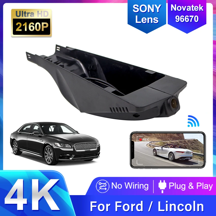 4K 2160P Dash Cam Camera Car DVR Recorder For Lincoln MKZ MKX MKC Nautilus Ford Everest Taurus Explorer Plug and Play DashCam