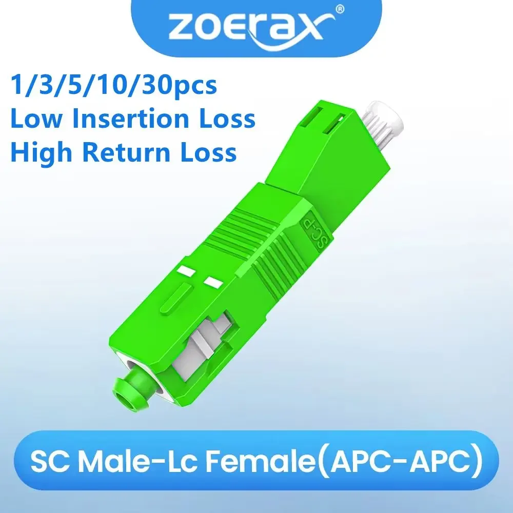 ZoeRax SC/APC Male to LC/APC Female Simplex Fiber Adapter Single Mode Optical Connector for FTTH Coupler