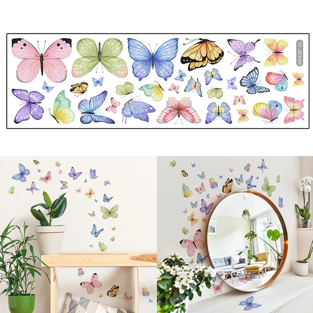 

Interior Decoration Bedroom Decoration Butterfly Decals Elegant Wall Art Fade Resistant Removable Stickers Waterproof Stickers