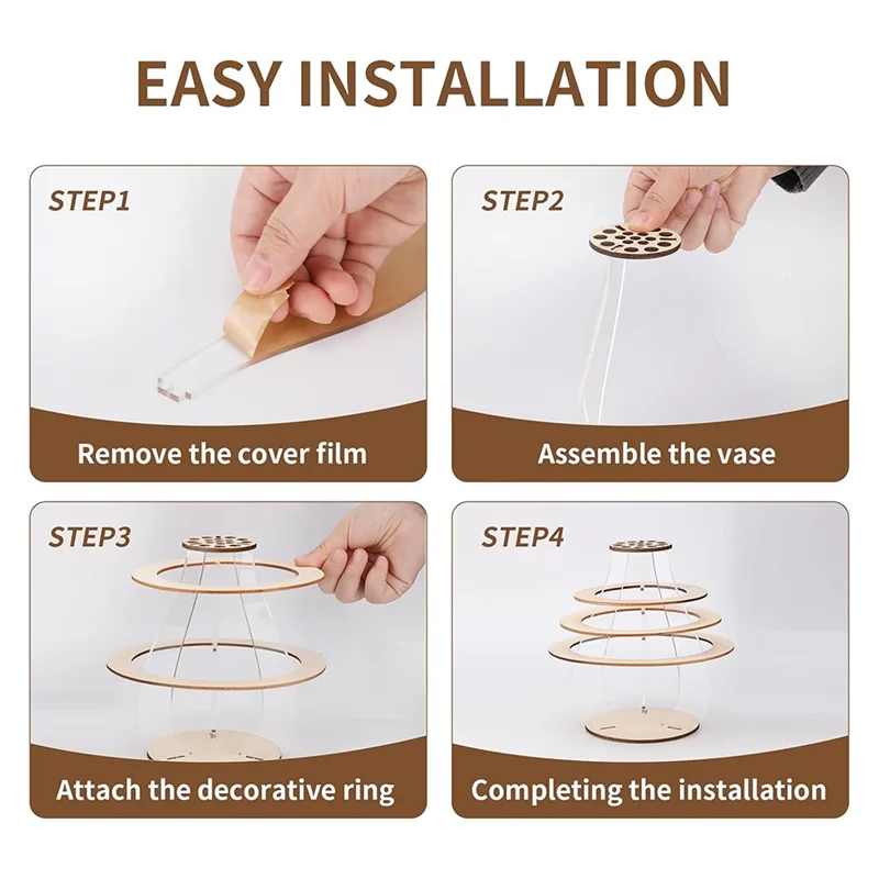 ABRB-Vase en bois pour présentoir de fleurs, présentoir de Bouquet de Puzzle, parfait pour la décoration de la maison