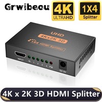 1 in 4 out HDMI Splitter UHD 4K x 2K 3D HDMI-compatible Splitter 1X4 Video Splitter HDMI Cable Adapter For HDTV DVD PS3/4 Xbox
