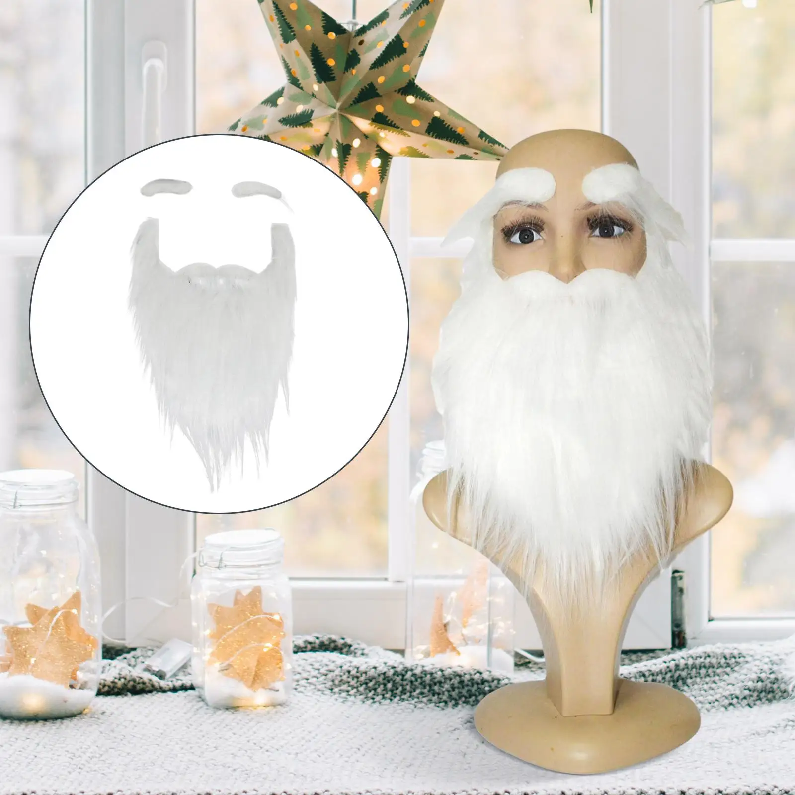 

Длинная белая искусственная борода из фланели для костюма Санты, накладка на лицо для рождественских вечеринок, косплея и тематических мероприятий