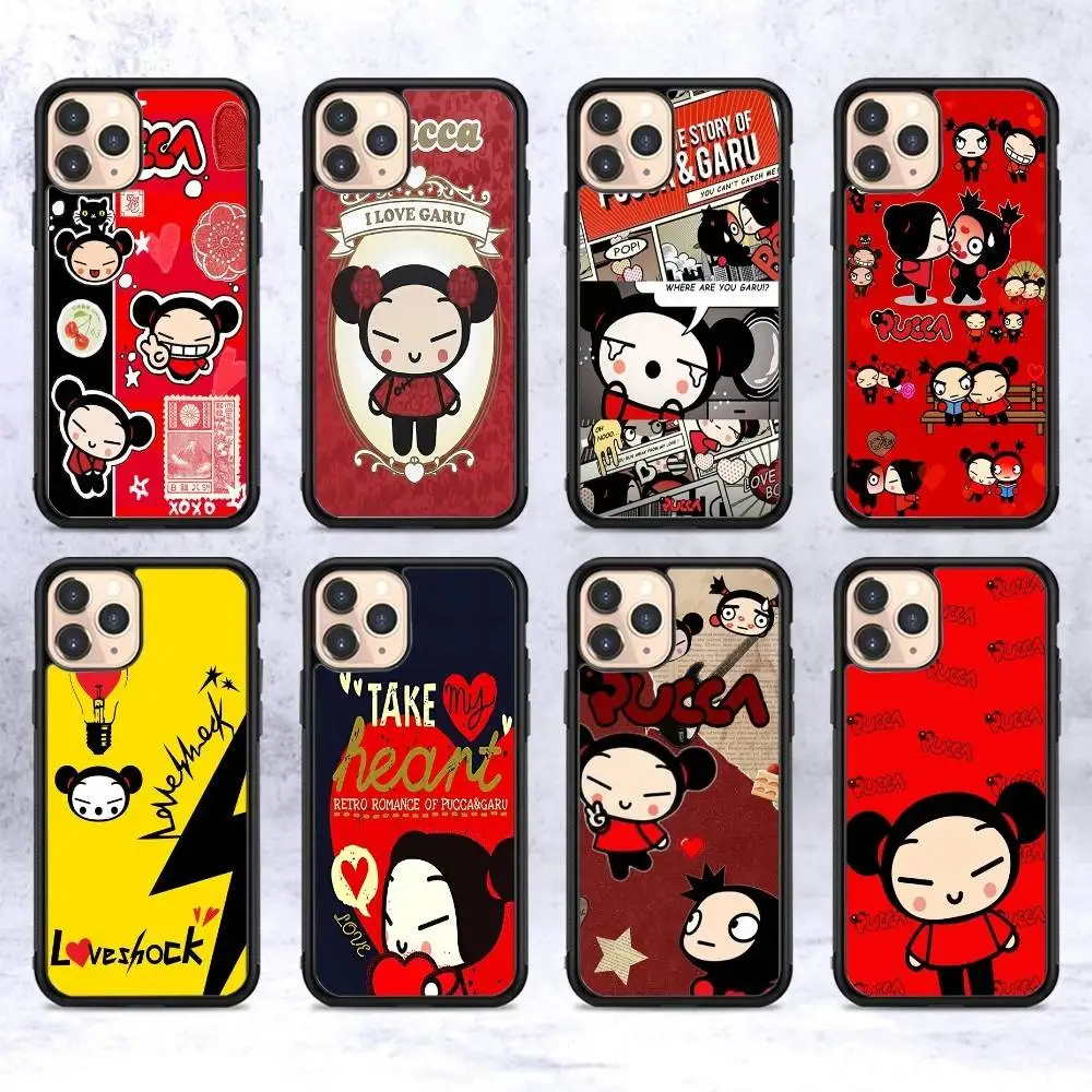 

Popular Animation P-Pucca PC+TPU Phone Case For IPhone 17 16 15 14 13 12 11 Pro Max Plus Kawaii Cartoon Cover