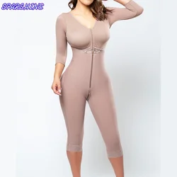Fajas Colombian Womenâs Shapewear Chest Hugging Long Sleeved Mid Length Jumpsuits Slimming Body Shaper Corrective Underwear