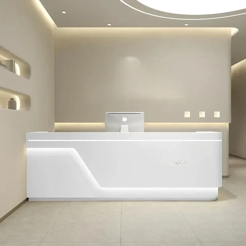 

Модный офис, мобильный магазин, стойка регистрации, современный подиум, салон красоты, роскошная стойка регистрации, белая мебель для приема