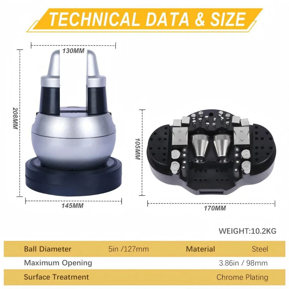 Tooltos 5" Ferramenta de configuração de bloco de gravação de joias com torno esférico