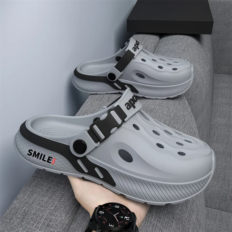 

Летняя мужская легкая и удобная перфорированная обувь, модные уличные тапочки, обувь с отверстиями для воды