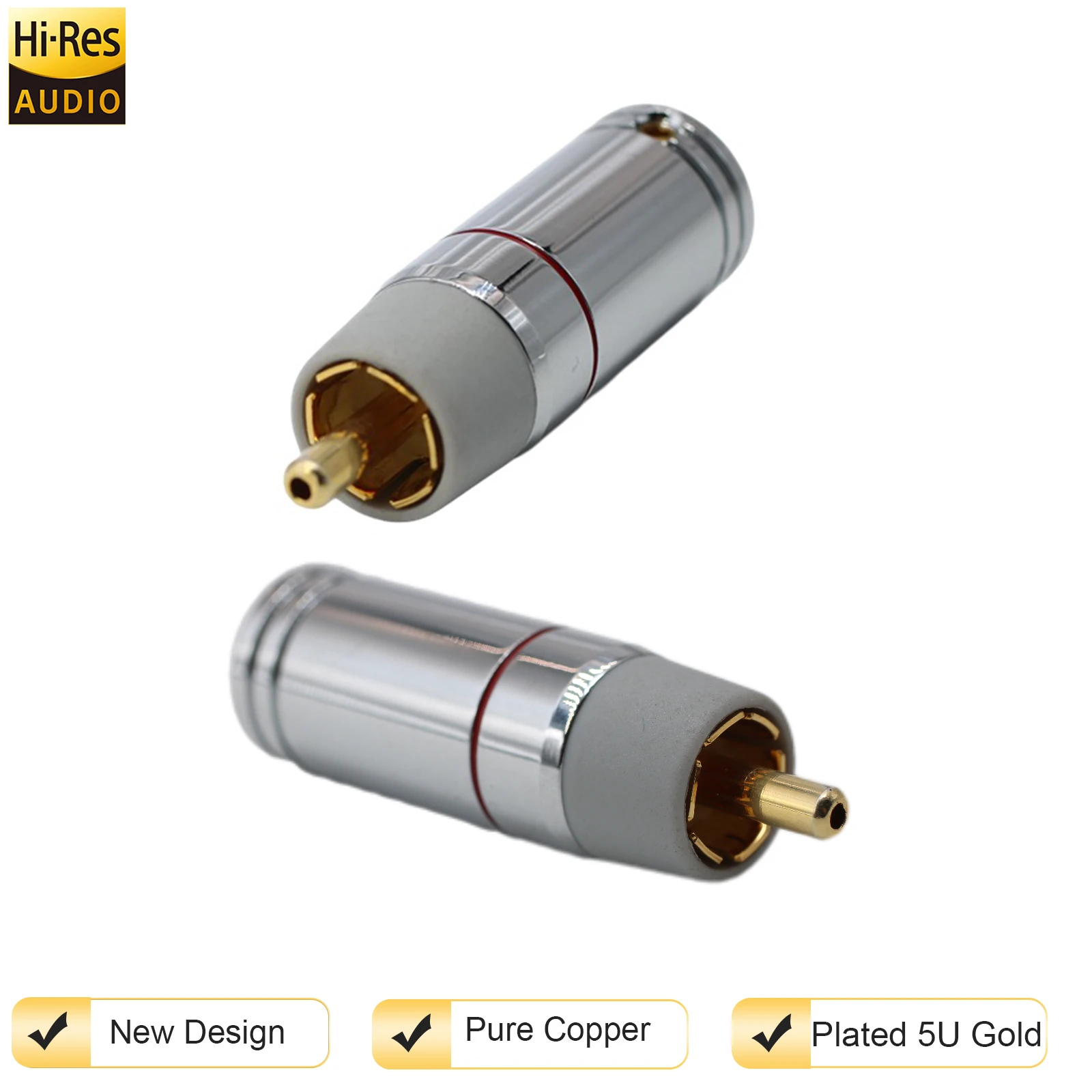 4 Uds Chapado en cobre puro 5U oro RCA Hifi XSSH sonido duradero y claro sistemas Hi-Fi de cine en casa conector de Audio para coche conector Jack