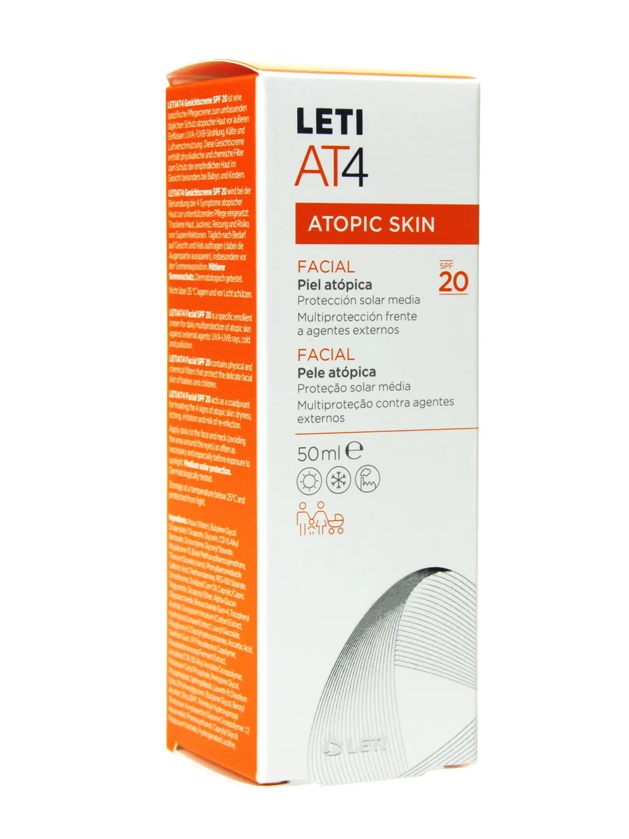 Leti at-4 facial spf 20 50 ml-atopic skin facial protection against solar radiation