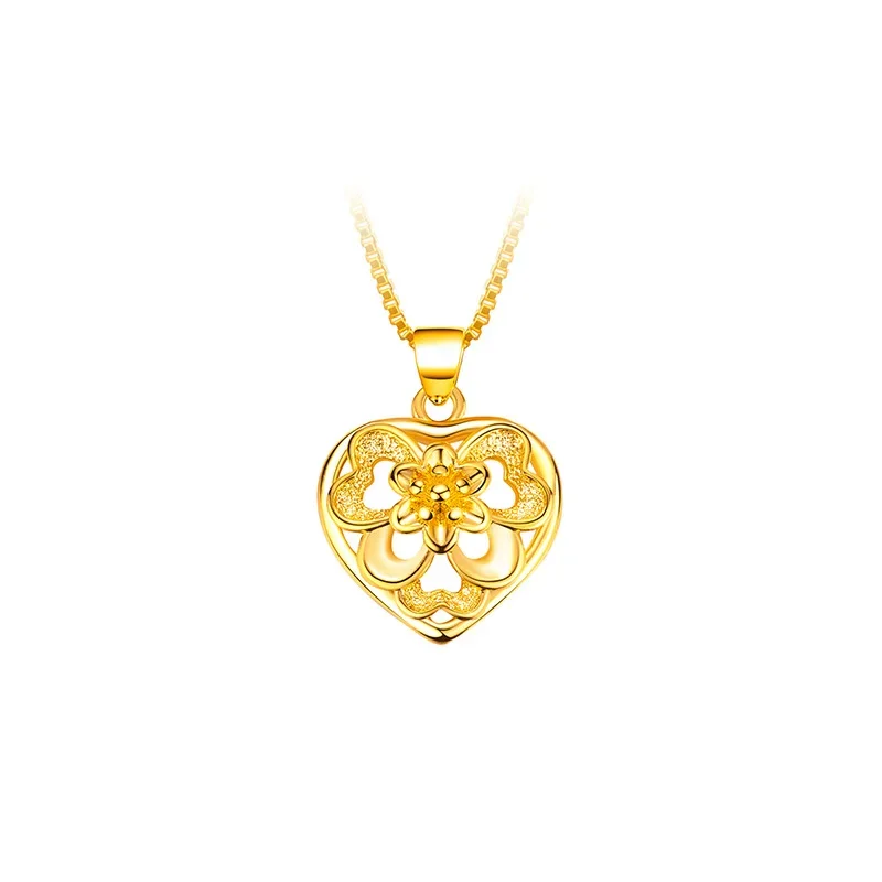 9999 real gold 24K yellow gold Women\'s Necklace Collarbone Chain Women\'s Pendant