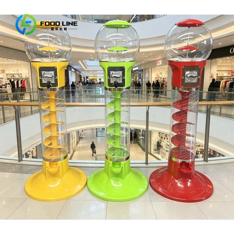 Customized smart spiral capsule dispenser coin operated gachapon machine candy toy vending for amusement center party zone