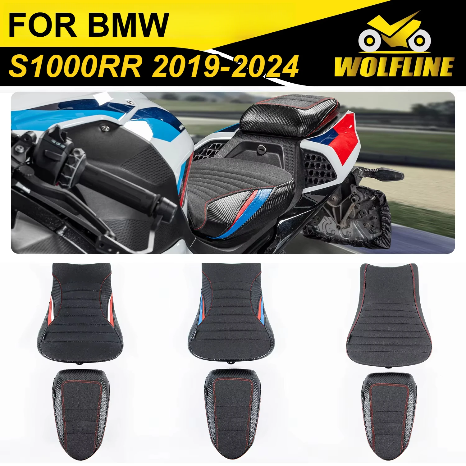 

Wolf Line Motorcycle Solo Saddle Passenger Pillion Pad for BMW S1000RR 2019-2024 2020 2021 2022 2023