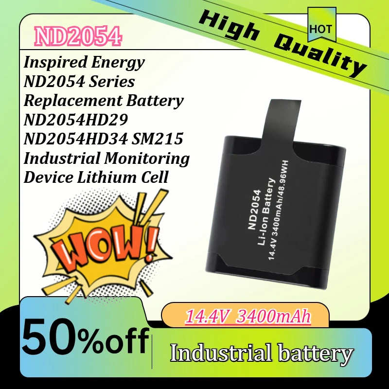 Inspired Energy ND2054 Series Replacement Battery ND2054HD29 ND2054HD34 SM215 Industrial Monitoring Device Lithium Cell
