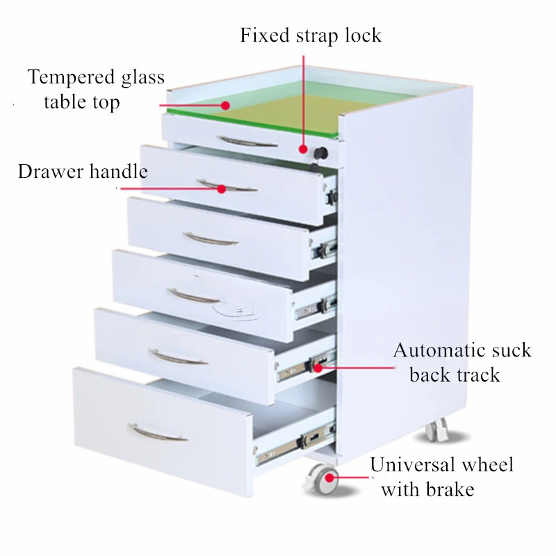 Automatically Rutern 5 Drawer Slider Mobile Medical Dental Furniture Cabinet Clinic Cabinet Hospital Cabinet With Wheel Storage