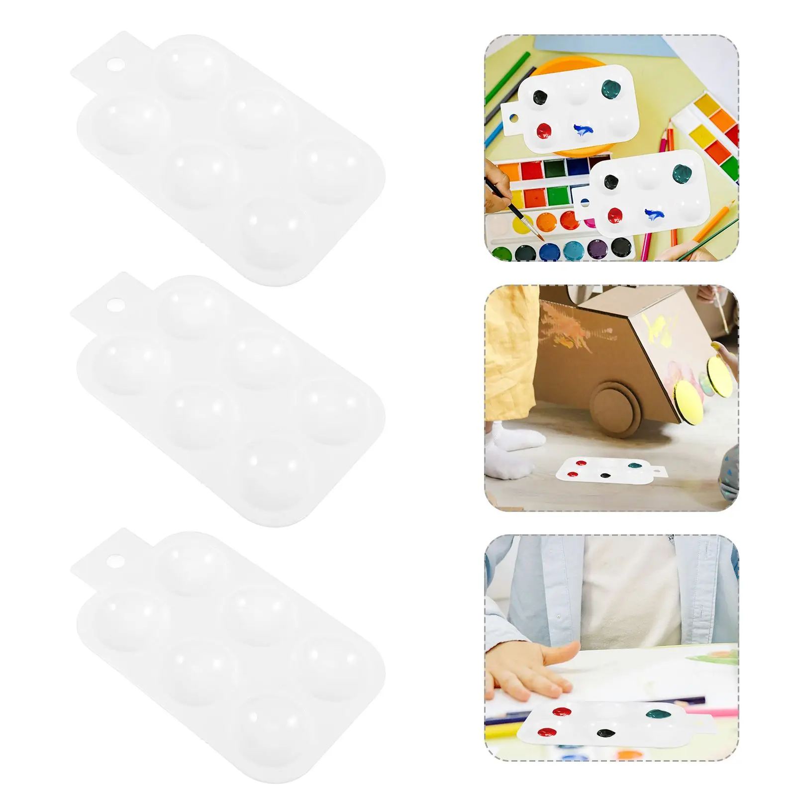 6 قطع من صينية خلط الألوان المائية الصغيرة، لوحة طلاء أطفال مستطيلة من البلاستيك ABS، تصميم متعدد الاستخدامات، خفيفة الوزن للربط