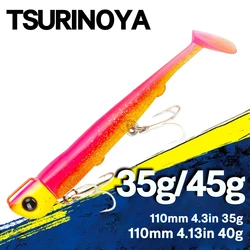 TSURINOYA Long Casting 2pcs T Tail Jig Head 110mm 35g 45g Saltwater Sinking HardBait High strength Flounder Seabass Fishing Lure