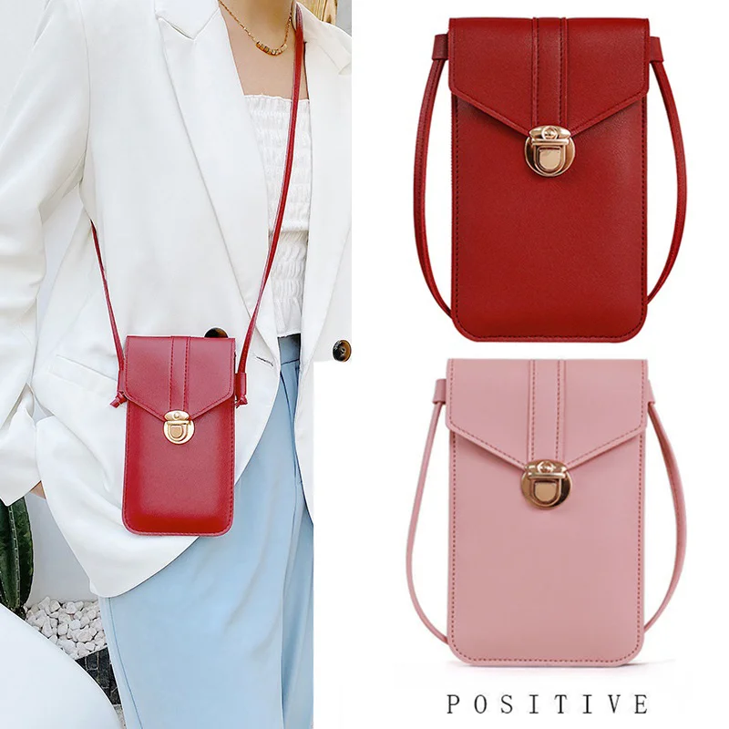 Ladies Touch Screen Cell Phone Purse Smartphone Wallet PU Leather Shoulder Strap Handbag Women Bag Fashion Mobile Wallet