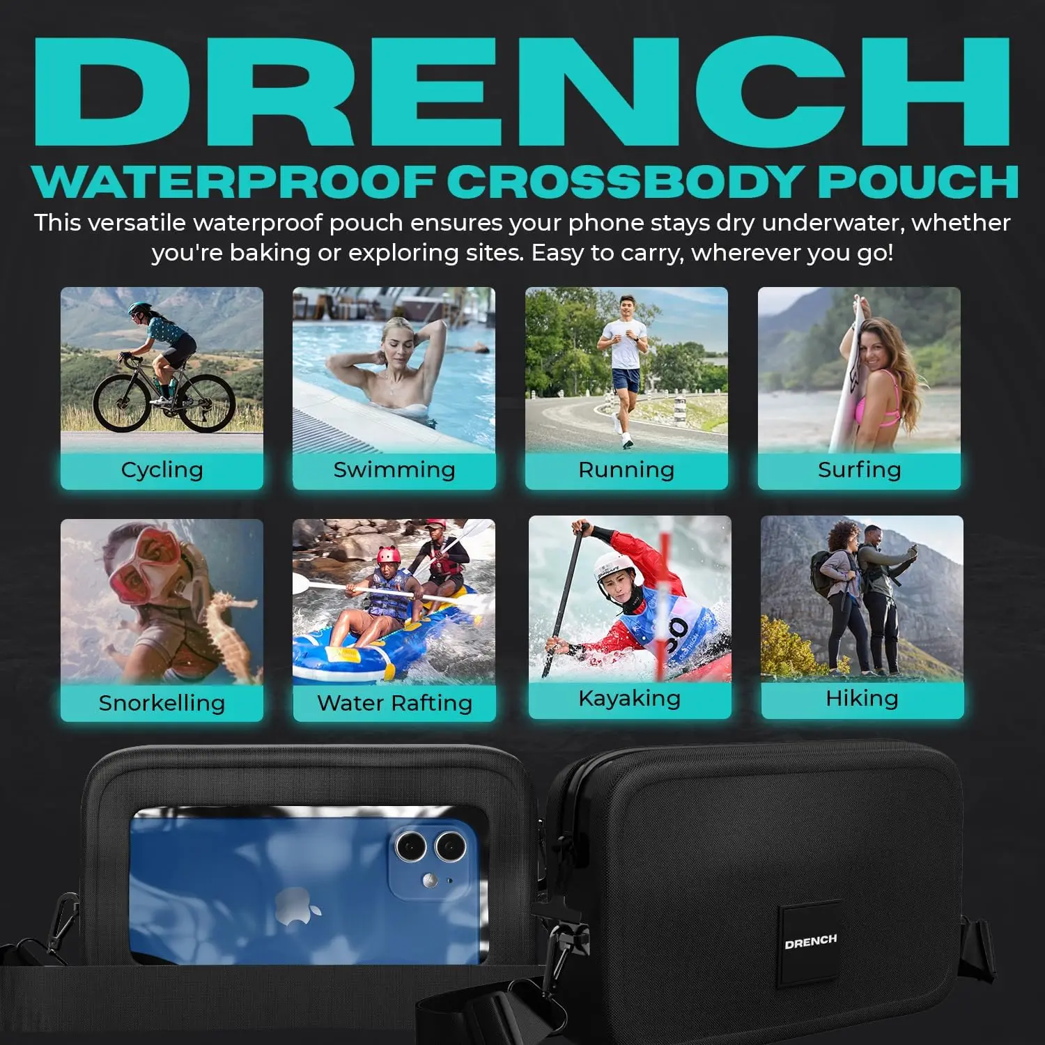 حقيبة هاتف مقاومة للماء تحت الماء لهاتف iPhone 13 14 15 Pro Max - حقيبة جافة للسباحة والغطس والتجديف بالكاياك #3