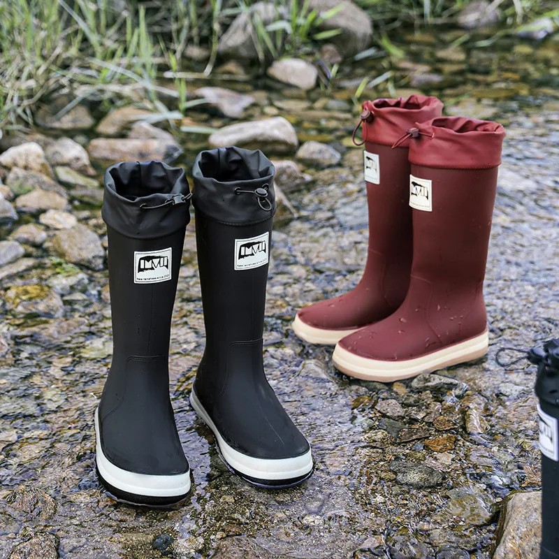 Outdoor Cycling Rain Boots Fashion Mid-tube Fishing Shoes Waterproof Shoes Car Wash Couple Work Shoes Rubber Shoes Rain Boots