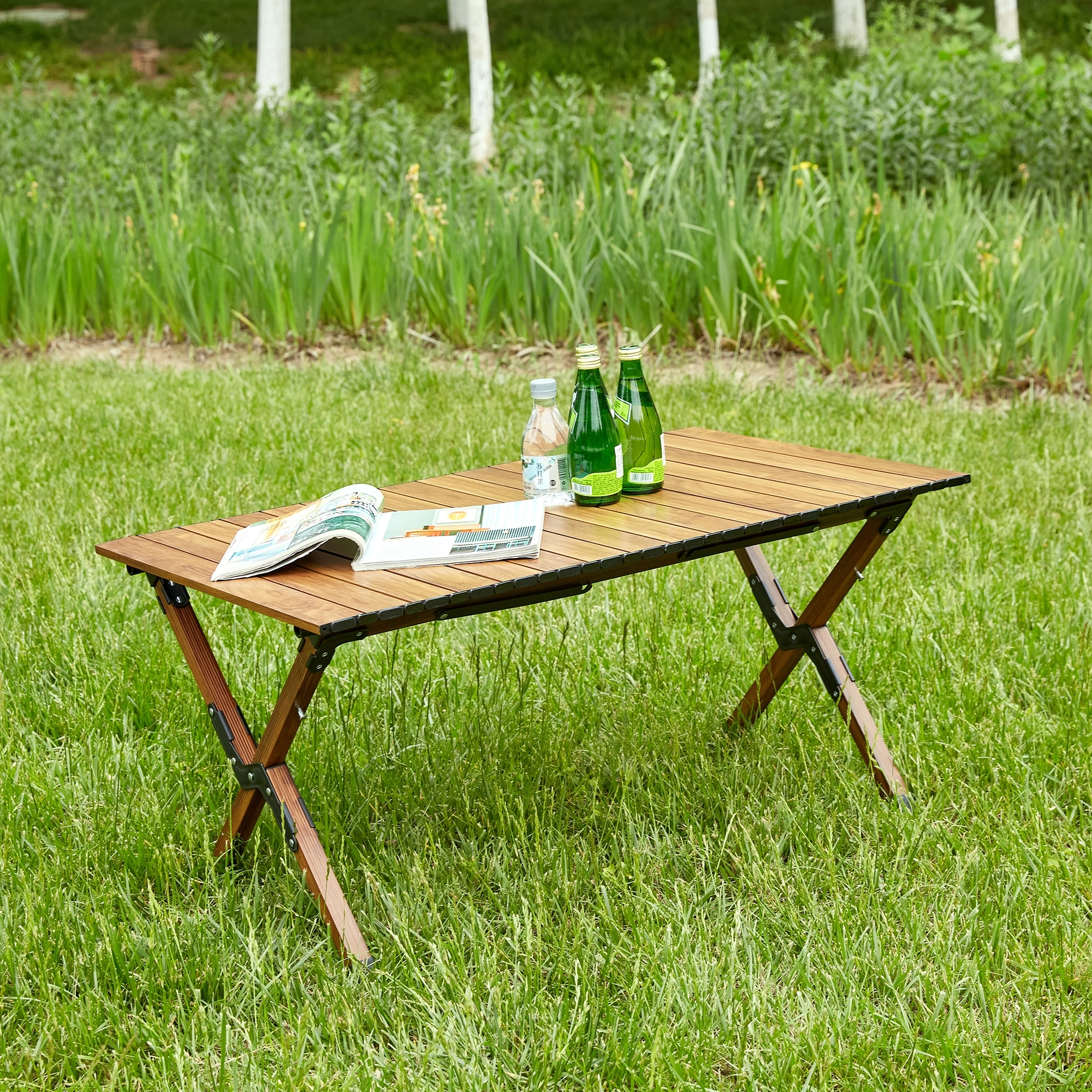 

1-piece Folding Outdoor Table,Lightweight Aluminum Roll-up Rectangular Table for indoor, Outdoor Camping, Picnics,Beach,Backyard