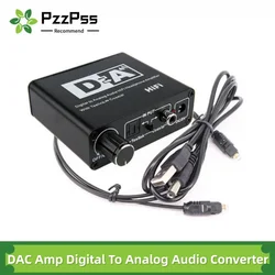 PzzPss Hifi DAC Amp Digital To Analog Audio Converter RCA 3.5mm Headphone Amplifier Toslink Optical Coaxial Output dac 24bit