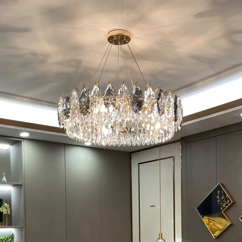 

Crystal Chandelier Light Luxury Style Luxury Living Room Lamp Dining Modern Bedroom Creative Crystal Leaf Lamp