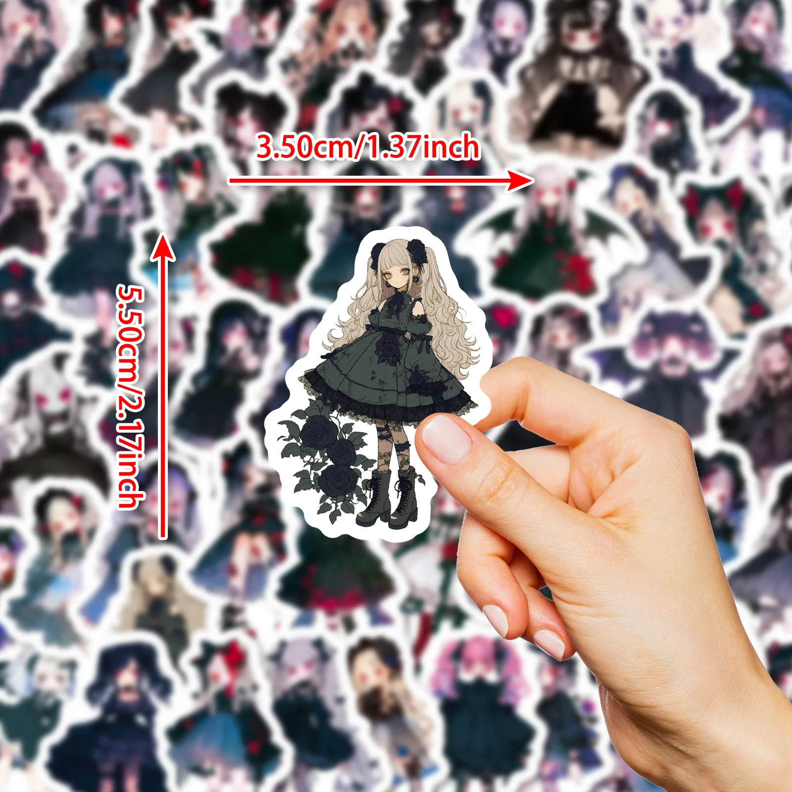 56 pièces Style gothique Lolita fille autocollants imperméable dessin animé Graffiti décoration bricolage enfants jouets ordinateur portable guitare voiture vélo téléphone décalcomanies