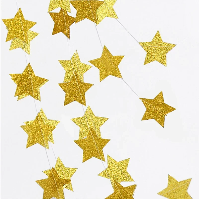 4M Paper Star Garland Banner String Happy Birthday Party Decorations Girl Boy Baby Shower Wedding Christmas Wall Hanging Decor