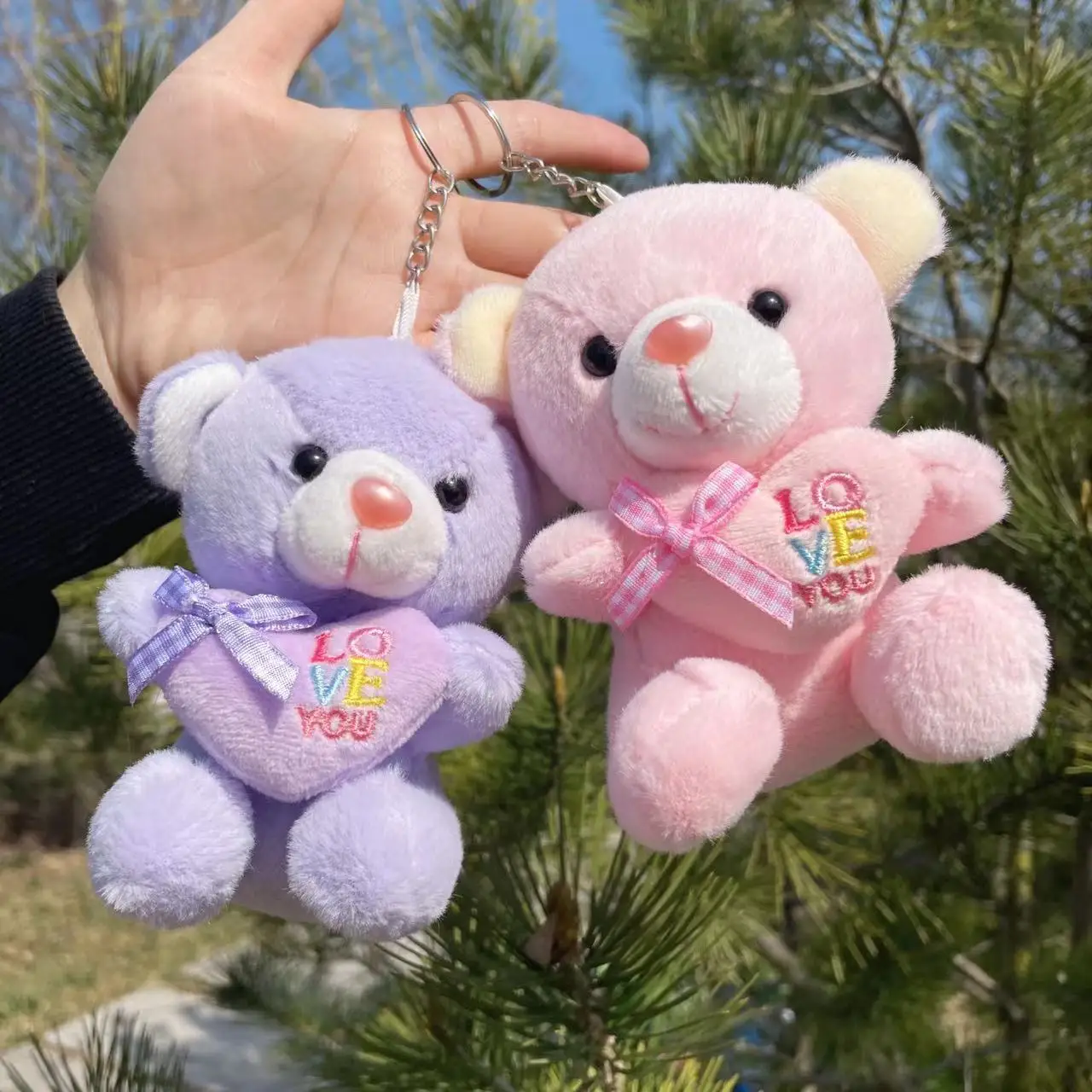 1pcs Hot Sale 10CM Kawaii Small Teddy Bears Plush Toys Stuffed Animals Fluffy Bear Dolls Soft Kids Toys Small Pendant Keychains