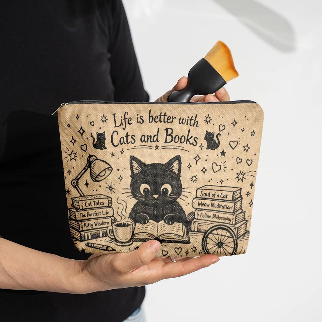 A kitten pattern cosmetic bag-cute multifunctional zipper handbag, jewelry storage bag - view 5