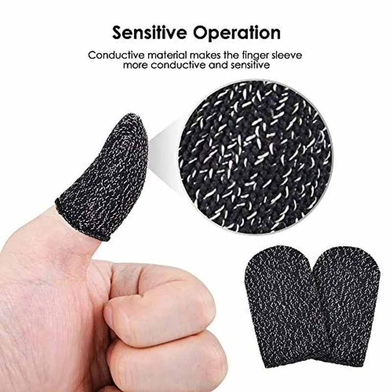 2Pcs Finger Cover Game Controller for PUBG Sweat Proof Non-Scratch Sensitive Touchscreen Gaming Finger Thumb Sleeve Gloves