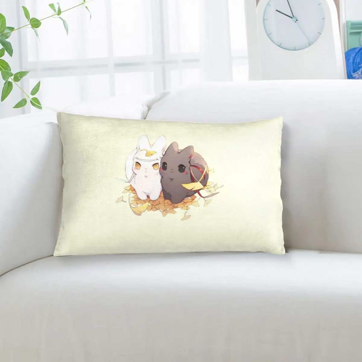 Декоративная наволочка-подушка Untamed Mdgz Wangxian Bunnies Mo Dao Zu Shi прямоугольной формы для спальни и дома, для комфорта и уюта