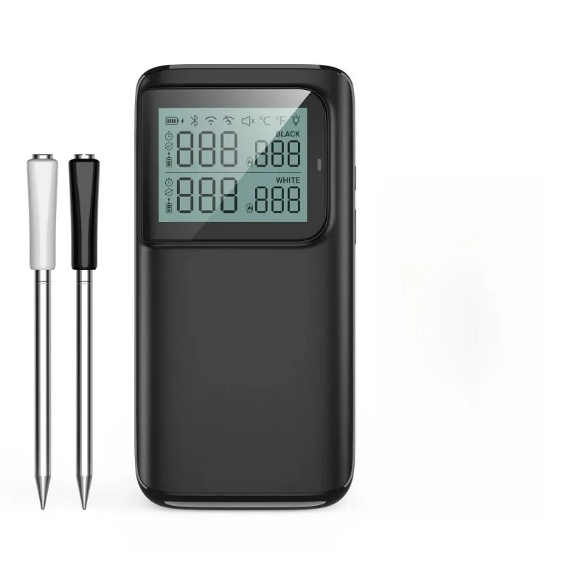 12E-BW Muti-Sensor Meat Thermometer Dual Modes Cooking Thermometer with 2 Probes for BBQ Gr-ill